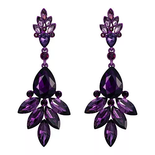 EVER FAITH Schmuck EVER FAITH Kristall Ohrringe Kristall Blumen Blatt Cluster Ohrhänger für Damen Klar Silber-Ton