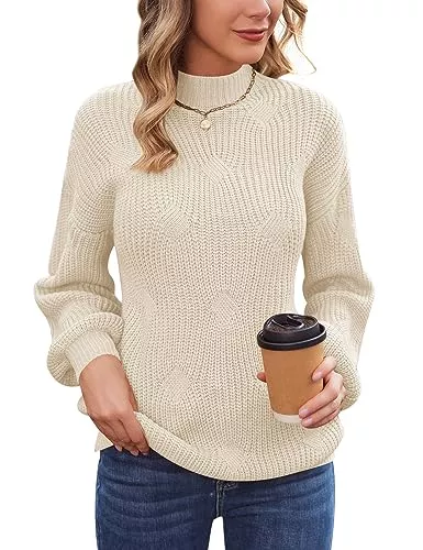 Zeagoo Pullover & Strickmode Zeagoo Damen Pullover Gestrickt Pulli Rollkragenpullover Strickpullover Grobstrickpullover Lose Langarm Beiläufige Sweatshirts Oversize Warm Winter Oberteile S-XXL