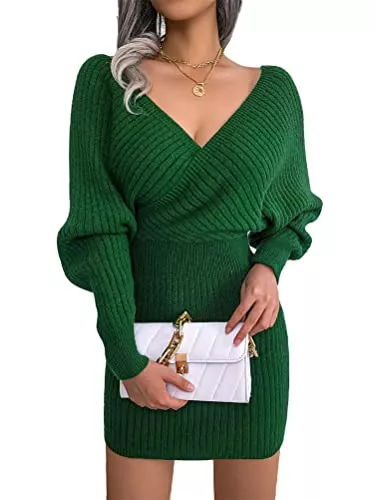 shownicer Freizeit shownicer Damen PulloverKleid Einfarbig Hüftkleid Langarm Strickkleider Elegant Warmer Pullover Kleider Bodycon Pullikleid