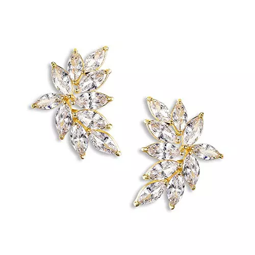 Clearine Schmuck Clearine Zirkonia Ohrstecker für Hochzeit Abschlussball Marquise Ohrringe für Damen Brautjungfer Klar Silber-Ton
