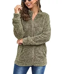 BesserBay Strickjacken BesserBay Damen Teddyfleece Jacke Warmes Sweatshirt mit Full Zip und Stehkragen Fleece Sweatjacke S-XXL