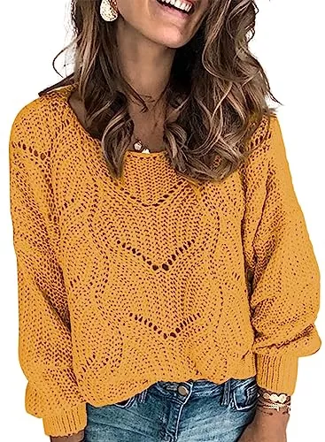 Dokotoo Pullover & Strickmode Dokotoo Damen Strickpullover Elegant Rundhals Pullover Herbst Winter Einfarbiger Pulli Oberteil Sweater S-XXL