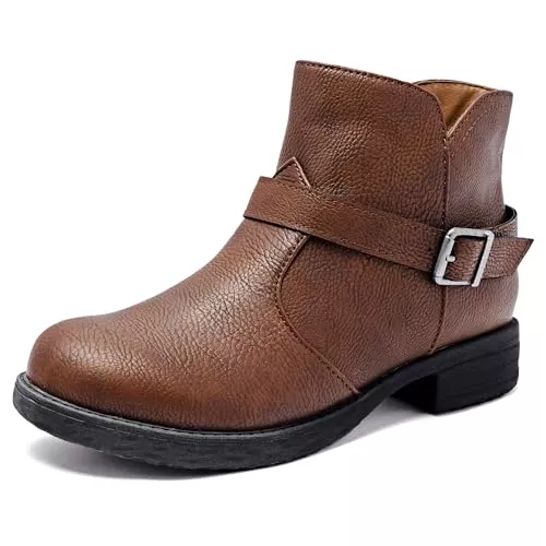 Ataiwee Stiefel Ataiwee Damen Stiefeletten, seitlicher Reißverschluss, klassische, klobige Ferse, kurze Stiefeletten.