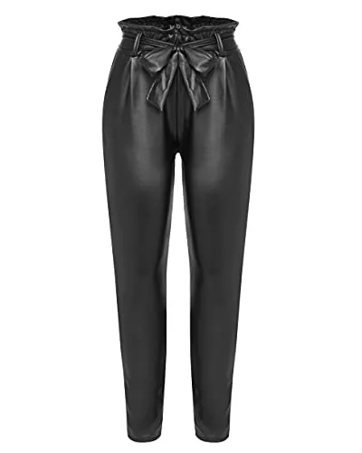 Kendindza Collection Hosen Kendindza Damen Paperbag High-Waist Kunstlederhose