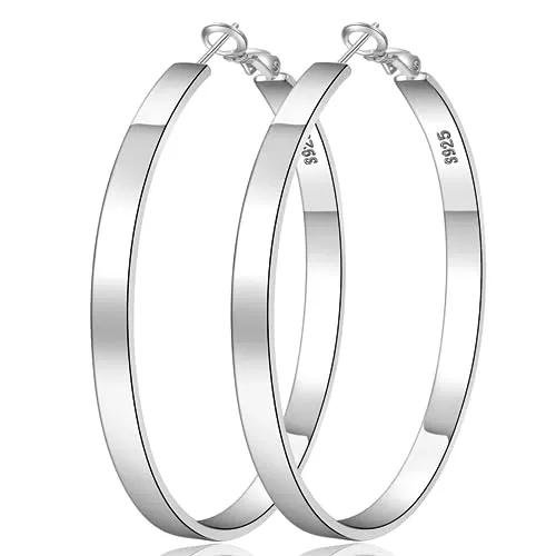 LOUMILEO Schmuck LOUMILEO Creolen Silber 925 Hypoallergen Silber Creolen für Damen Leicht Ohrringe Creolen Silber Groß Silber Creolen Ohrringe Silber 925 Creolen(30/40/50/60/65/70mm)