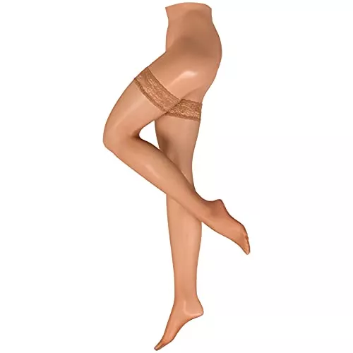 Nur Die Socken & Strümpfe Nur Die Goodbye Laufmaschen Halterlos 20 DEN transparente halterlose Strümpfe sexy Spitzenbund rutschfest Damen