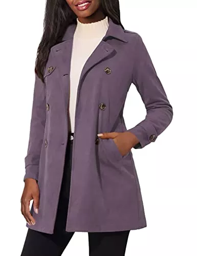 Allegra K Mäntel Allegra K Damen Trenchcoat Langarm Zweireiher Faux Wildleder Mantel Wintermantel