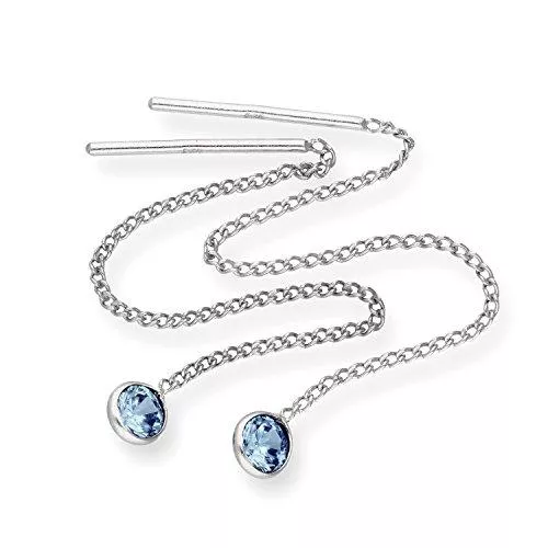 jewellerybox Schmuck Sterlingsilber & Rund CZ Kristall Geburtsstein Durchzieher Ohrringe