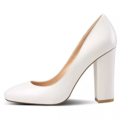 elashe High Heels elashe - Damenchuhe - High Heel Pumps - Blockabsatz - 10CM - Runde Spitze - große Größe - Pumps