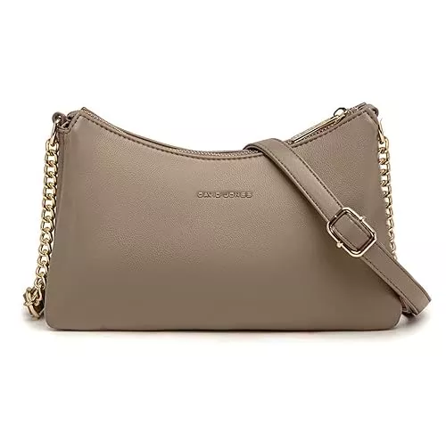 David Jones Taschen & Rucksäcke David Jones - Damen Kleine Umhängetasche - Frau Kette Tasche Schultertasche PU Leder Multi Taschen - Handtasche Flache Viele Fächern Crossbody Bag Clutch - Handy Party Abendtasche Mode
