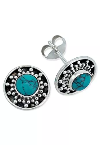 mantraroma Schmuck Ohrstecker 925 Silber Stein Edelstein Ohrringe echt Silber Damen Sterling Silber Stecker Geschenk (MOS-084)