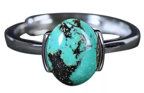 NicoWerk Schmuck NicoWerk Damen Silberring Türkis aus 925 Sterling Silber Schmal mit Stein Elegant Boho Verstellbar Offen SRI899