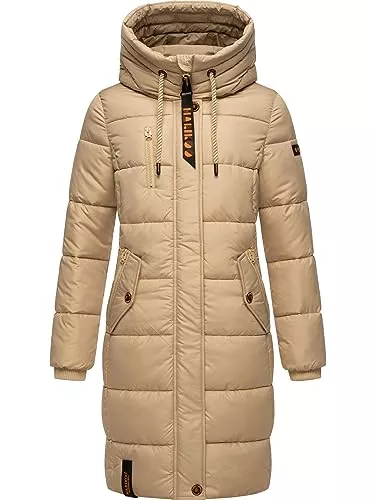 MARIKOO Mäntel MARIKOO Damen Wintermantel warmer Steppmantel lang mit Kapuze Yuikoo XS-XXL