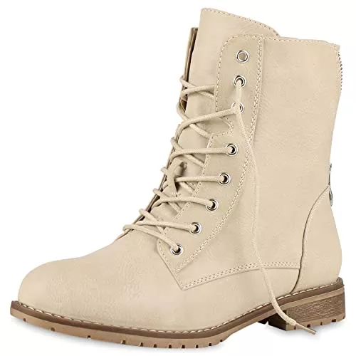 VAN HILL Stiefel VAN HILL Damen Schnürstiefeletten Leicht Gefüttert mit Blockabsatz Profilsohle