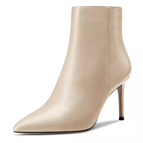 MAGIOPY Stiefel MAGIOPY Damen Stiletto Hoher High Absatz Heel Spitze Zehenkappe Slip-on Reißverschluss Stiefeletten Hochzeit Sexy Dress 8.5 CM Heels