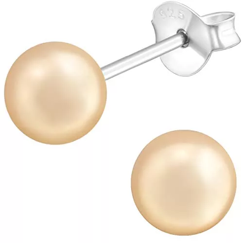 EYS JEWELRY Schmuck EYS JEWELRY Damen Ohrringe rund Perle 925 Sterling Silber 6 mm Ohrstecker Damenohrringe Damenohrstecker