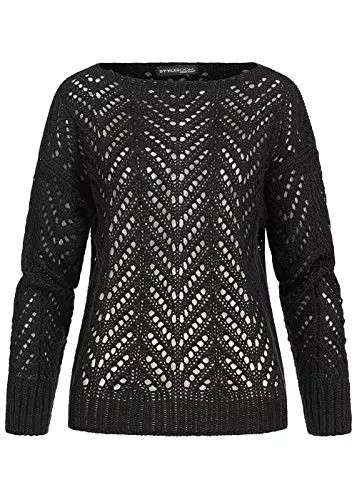 Styleboom Fashion Pullover & Strickmode Styleboom Fashion® Damen Grobstrickpullover U-Boot Ausschnitt schwarz