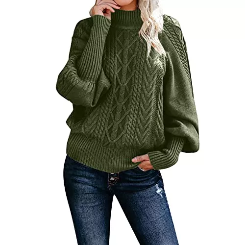 CNNBYYDS Pullover & Strickmode CNNBYYDS Pullover Damen Rollkragen Oversized Fledermaus Langarm Sweatshirt Frauen Strickpullover Lässige Pulli Lose Grobstrick Casual Sweater Winter Warm Rollkragenpullover Oberteile
