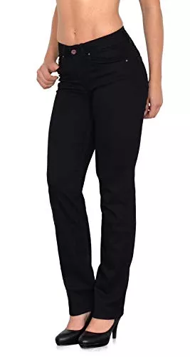 ESRA Jeans ESRA Damen Jeans Hose Damen Jeanshose gerader Schnitt Straight-Fit Jeans Damen High Waist bis Übergröße Große Größen G600