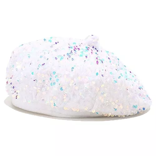 ITODA Hüte & Mützen ITODA Baskenmütze Damen Pailletten Barett Mütze Verstellbar Schiebermütze Klassisch Winter Künstlermütze Französisch Künstler Damenbaske Modisch Pop Wintermütze für Frauen Mädchen Outdoor Geschenk