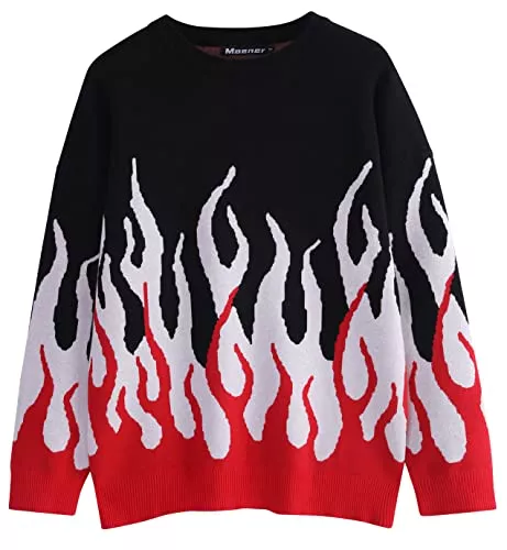 Maener Pullover & Strickmode Maener Gotischer Gengar Strickpullover Herren Frau Casual Rundhalsausschnitt Langarm Gedruckt Pullover Unisex