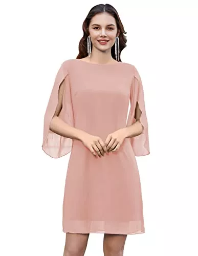 GRACE KARIN Cocktail GRACE KARIN Damen Chiffon Kleid 3/4 Ärmel Cocktailkleid Loose Elegant Abendkleid