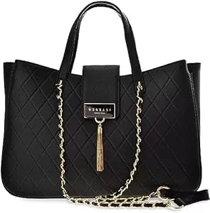 Generisch Taschen & Rucksäcke Generisch große gesteppte Damenhandtasche mit Fransen Anhänger Shopper schwarz