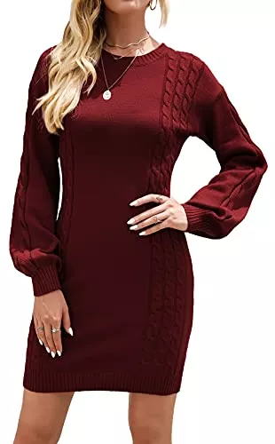 Vthereal Freizeit Vthereal Strickkleider Damen Pulloverkleid Elegante Pullover Winterkleid Pulli Minikleid Winter Cocktailkleid Partykleid Langarm