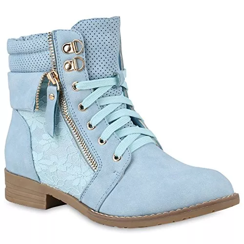 stiefelparadies Stiefel stiefelparadies Damen Stiefeletten Worker Boots Übergrößen Flandell