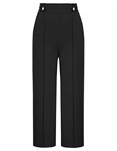 GRACE KARIN Hosen GRACE KARIN Damen Hose Baggy Elegant Gerade Wide Leg Palazzo Hose High Waist mit Taschen Bequeme Freizeithose