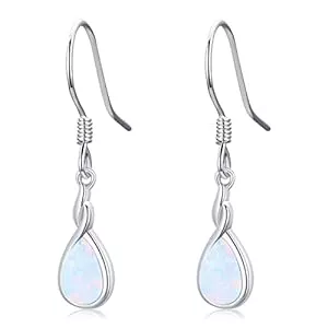 SlowSloth Schmuck Opal Ohrringe für Damen 925 Sterling Silber Weißer/Blauer Opal Tropfen Ohrringe Hängend Opal Schmuck Geschenke für Damen Mädchen Frauen