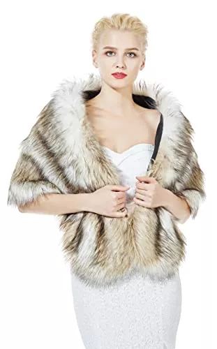 BEAUTELICATE Schals & Tücher BEAUTELICATE Kunstpelz Schal Stola Damen für Frauen Bolero Festlich Hochzeit Braut Abendkleid Brautschal Brautstola