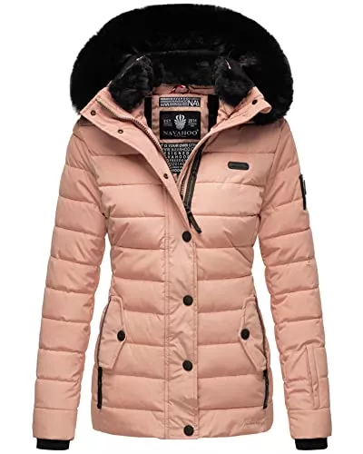 Navahoo Jacken Navahoo Damen Winter Steppjacke mit Kapuze und Fellkragen B846