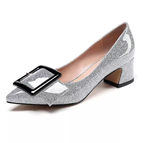 Soireelady High Heels Frauen Middle Heels，Blockieren Sie High Heel Pumps，Slip On Pumps Schuhe，Spitzschuh Mittlere High Heels，5cm Party Hochzeitskleid Schuhe