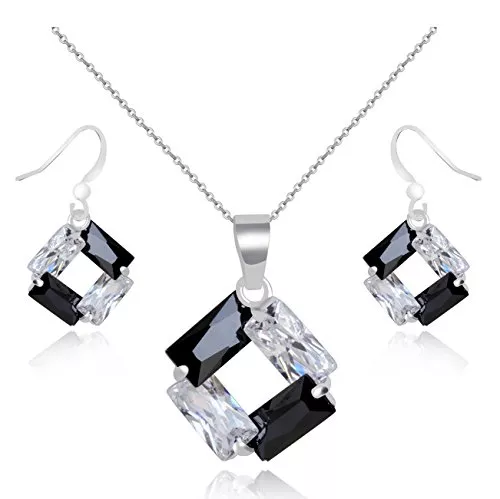 Crystalline Azuria Schmuck Crystalline Azuria Zirkonia Kristalle Rhombus Schmuck-Set Halskette Anhänger Ohrringes 18ct Weiß Vergoldet Schmuck-Set für Damen und Mädchen