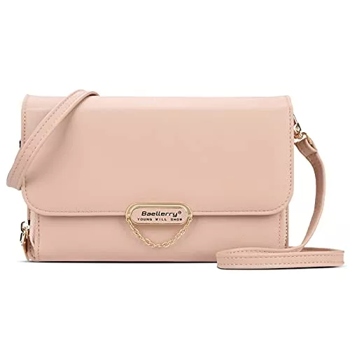 FORRICA Taschen & Rucksäcke FORRICA Damen Handy Umhängetasche Frauen Handytasche Kleine Schultertasche PU Leder Crossbody Geldbörse Reißverschluss Crossbody Tasche Große Kapazität Brieftasche Rosa
