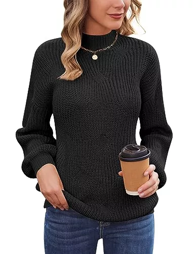 Zeagoo Pullover & Strickmode Zeagoo Damen Pullover Gestrickt Pulli Rollkragenpullover Strickpullover Grobstrickpullover Lose Langarm Beiläufige Sweatshirts Oversize Warm Winter Oberteile S-XXL