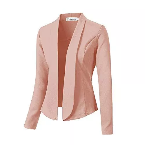 GuoCu Kostüme GuoCu Damen Cardigan Elegant Blazer Kurzer Knopfloser Blazer Jacke mit Schalkragen,Slim Fit Anzug Trenchcoat,Freizeit Business Büro Anzug Jacke Kurzblazer Lange Ärmel Anzugjacke