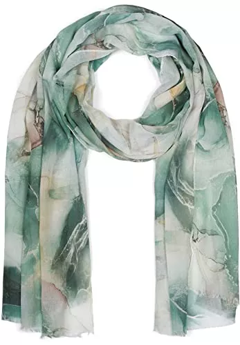 styleBREAKER Schals & Tücher styleBREAKER Damen Schal mit edlem Marmor Muster und kurzen Fransen, leichtes Tuch in Pastell Farben, Stola 01016219