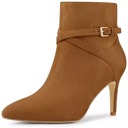 Allegra K Stiefel Allegra K Damen-Stiefeletten mit spitzem Zehenbereich, gekreuzte Träger, Stiletto-Absatz, Stiefeletten