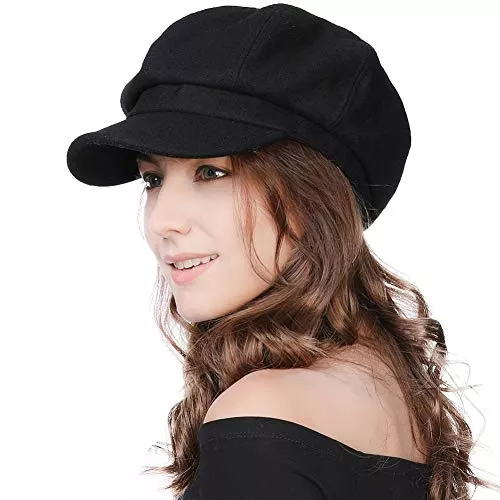 Comhats Hüte & Mützen Comhats Damen Ballonmütze warme Schirmmütze Wintermütze Wolle Barett Maler Mütze mit Visor