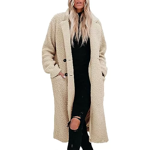 FNKDOR Mäntel FNKDOR 2023 Neu Winterjacke Damen Dicker Warm Lange Fellmantel Plüschmantel Teddymantel Cardiganmantel