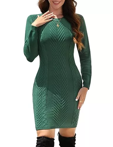 UMIPUBO Freizeit UMIPUBO Strickkleid Damen Herbst Winter Pulloverkleid Langarm Warm Rundkragen Winterkleid Elegant Kleider Freizeit Minikleid