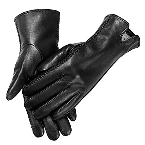 MaxW Handschuhe & Fäustlinge MaxW Herbst Winter Damen Leder Handschuhe Schwarze Touchscreen Schafsfell Handschuhe Weich Warm Fahren Radfahren Fäustlinge