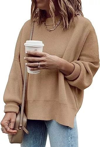 Cicy Bell Pullover & Strickmode Cicy Bell Damen Übergrößen Pullover Langarm Gerippt Gestrickt Seitenschlitz Pullover für Damen Jumper