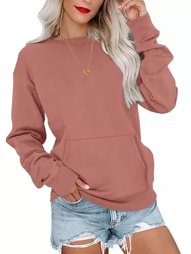WNEEDU Pullover & Strickmode WNEEDU Damen Langarmshirts Lässige Sweatshirts mit Taschen