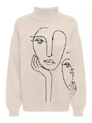 ONLY Pullover & Strickmode Only Viso beige Stickerei Loose Fit Pullover für Damen