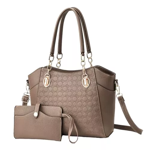 Vividora Taschen & Rucksäcke Vividora Damen Handtasche Umhängetasche, Groß PU Leder Shopper mit Clutch, Elegant Hobo Taschen mit Abnehmbar Schulterriemen,Umhängetasche Viele Fächer Zip