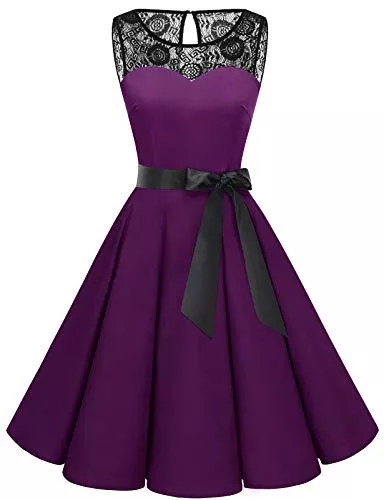 Bbonlinedress Cocktail Bbonlinedress 1950er Ärmellos Vintage Retro Spitzenkleid Rundhals Abendkleid