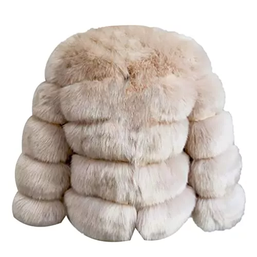 ZhuiKun Mäntel ZhuiKun Damen Kunstpelz Mantel Kurzer Faux Pelz Winterjacke Kunstfell Oberbekleidung Einfarbig Dicker Parka Wintermantel